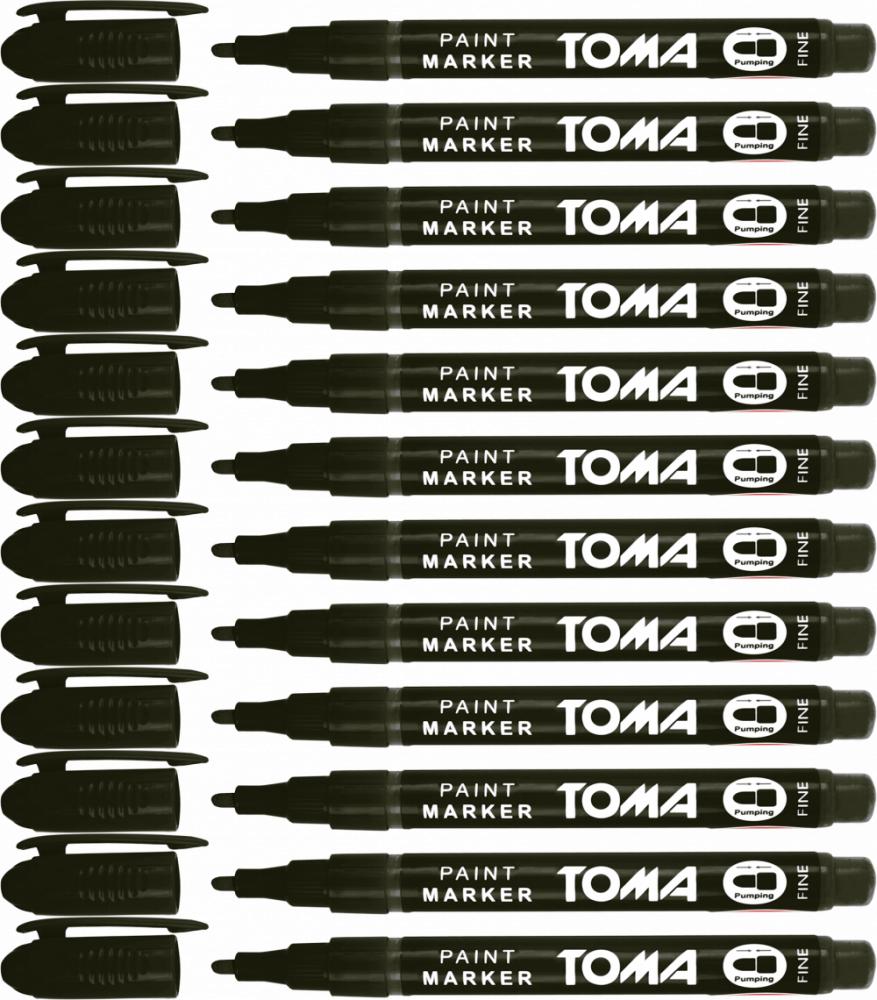 12x Marker olejowy Toma TO-441, okrągła, fine, 1.5mm, czarny