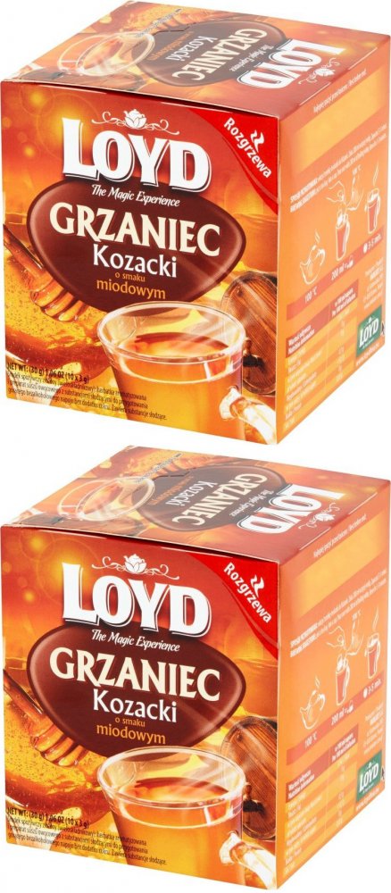 2x Herbata czarna aromatyzowana w kopertach Loyd Grzaniec Kozacki, miodowy, 10 sztuk x 3g
