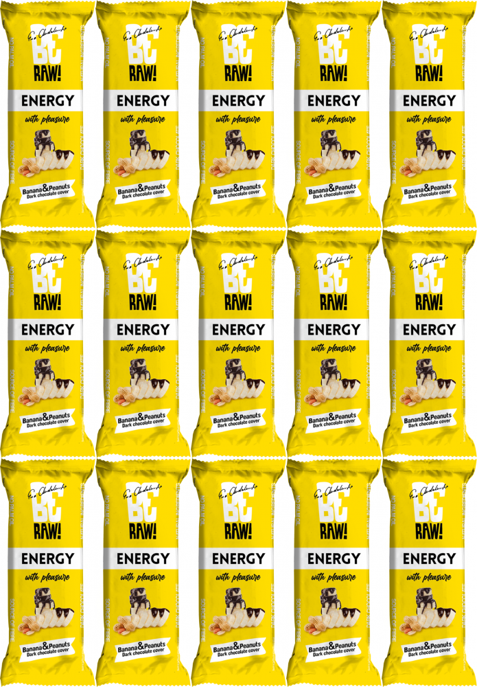 15x Baton owocowy BeRAW Energy, banan i orzeszki, 40g