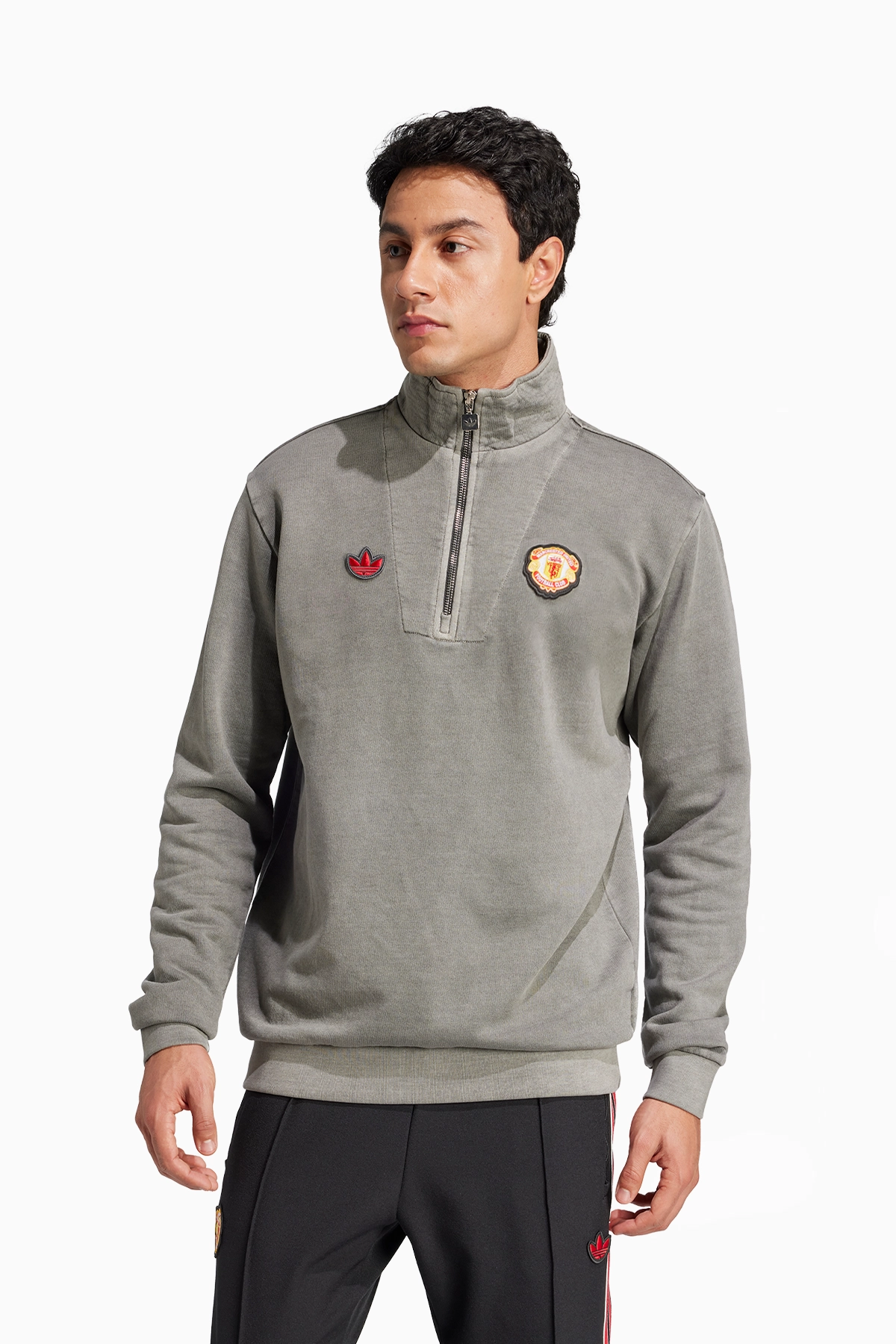 Bluza adidas Manchester United 24/25 Terrace Icons Half-Zip - Szary