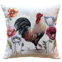 Poszewka na poduszkę EDEN kogut i kwiaty 40x40cm Chenille