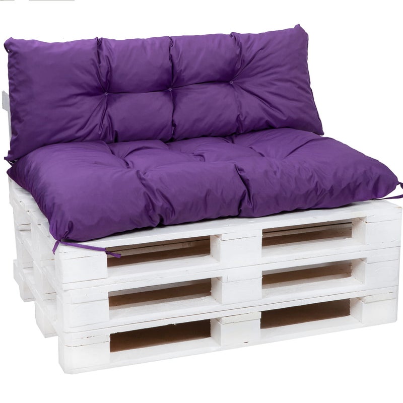 Zestaw poduszek na palety 120x50 Siedzisko-Oparcie 120x40cm poduszki na palety Fioletowe poduszki na palety ogrodowe poduszki na meble