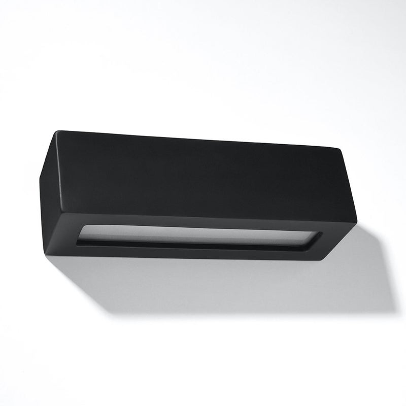 Kinkiet ceramiczny VEGA czarny, nowoczesny - 32.5x9.5x9.5cm Sollux