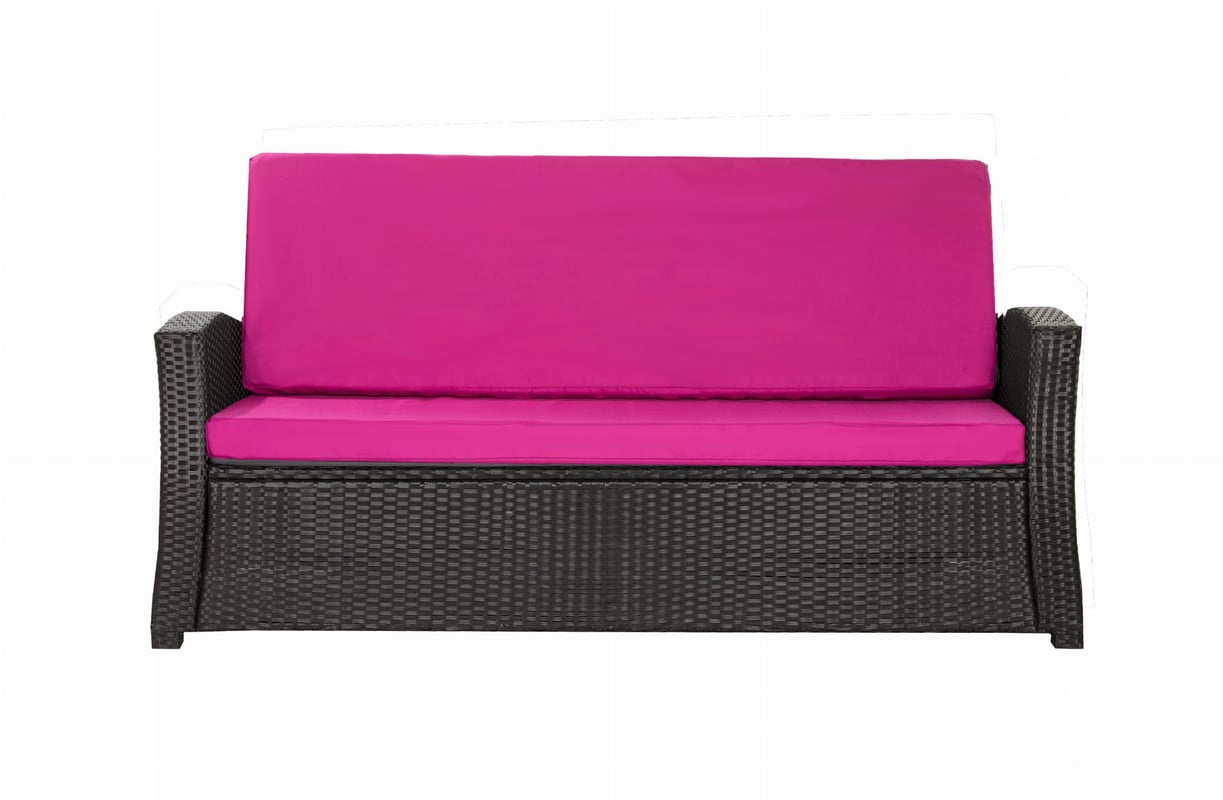 Komplet poduszkek na sofę rattanową 120x50x50cm Różowa Zestaw poduszek na meble ogrodowe technorattan poduszki na meble zdejemowany pokrowiec