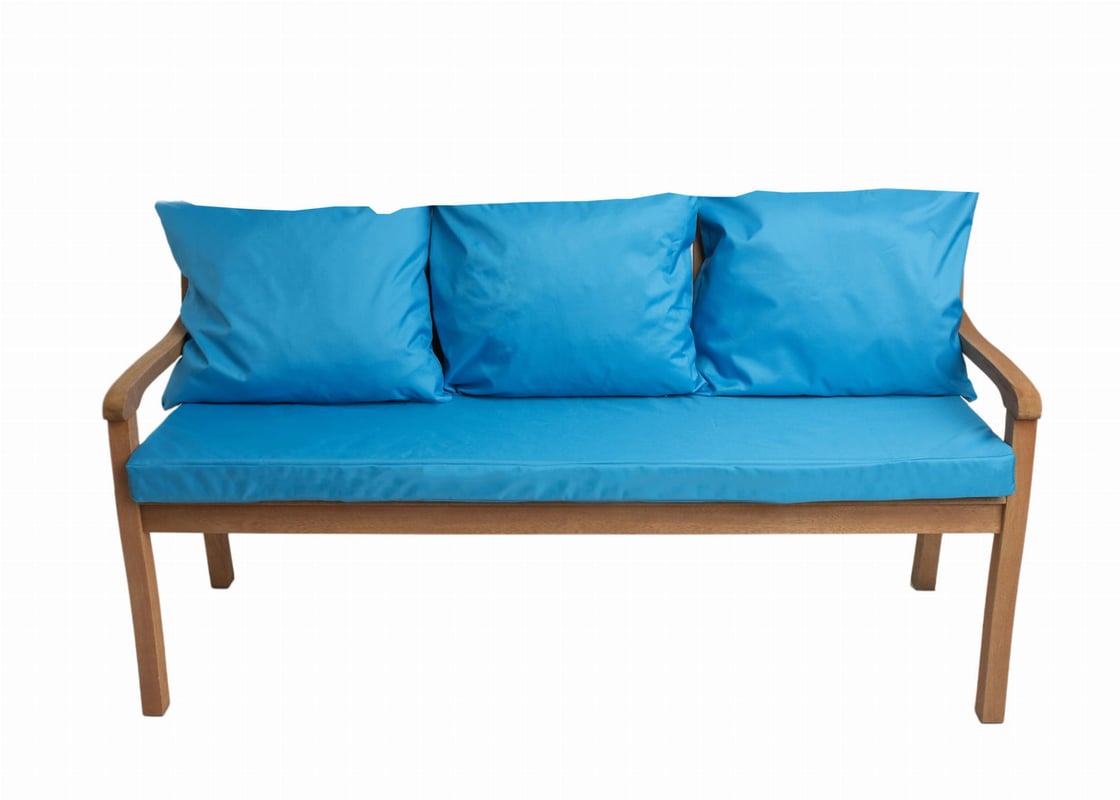 Poduszka ogrodowa na ławkę 150x60x7cm/3x50x56cm Poduszka na ławkę Niebieska poduszka na meble ogrodowe Wygodne poduszki na sofę 3 osobową balkon