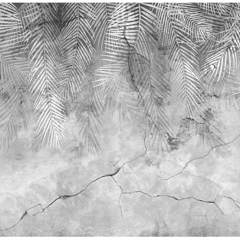 Fototapeta Liście Palmy Beton Szary 300x210 cm Tapeta Do Sypialni Salonu Kuchni Na Flizelinie