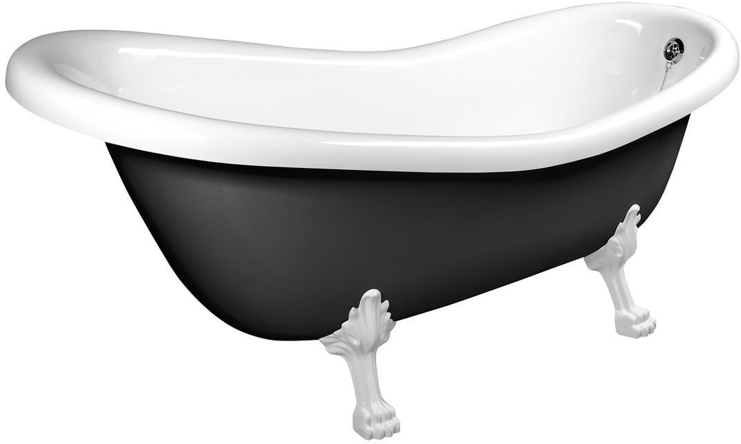 Polysan Retro wanna wolnostojąca 169x75 cm owalna czarno-biała z łapami białymi 72968