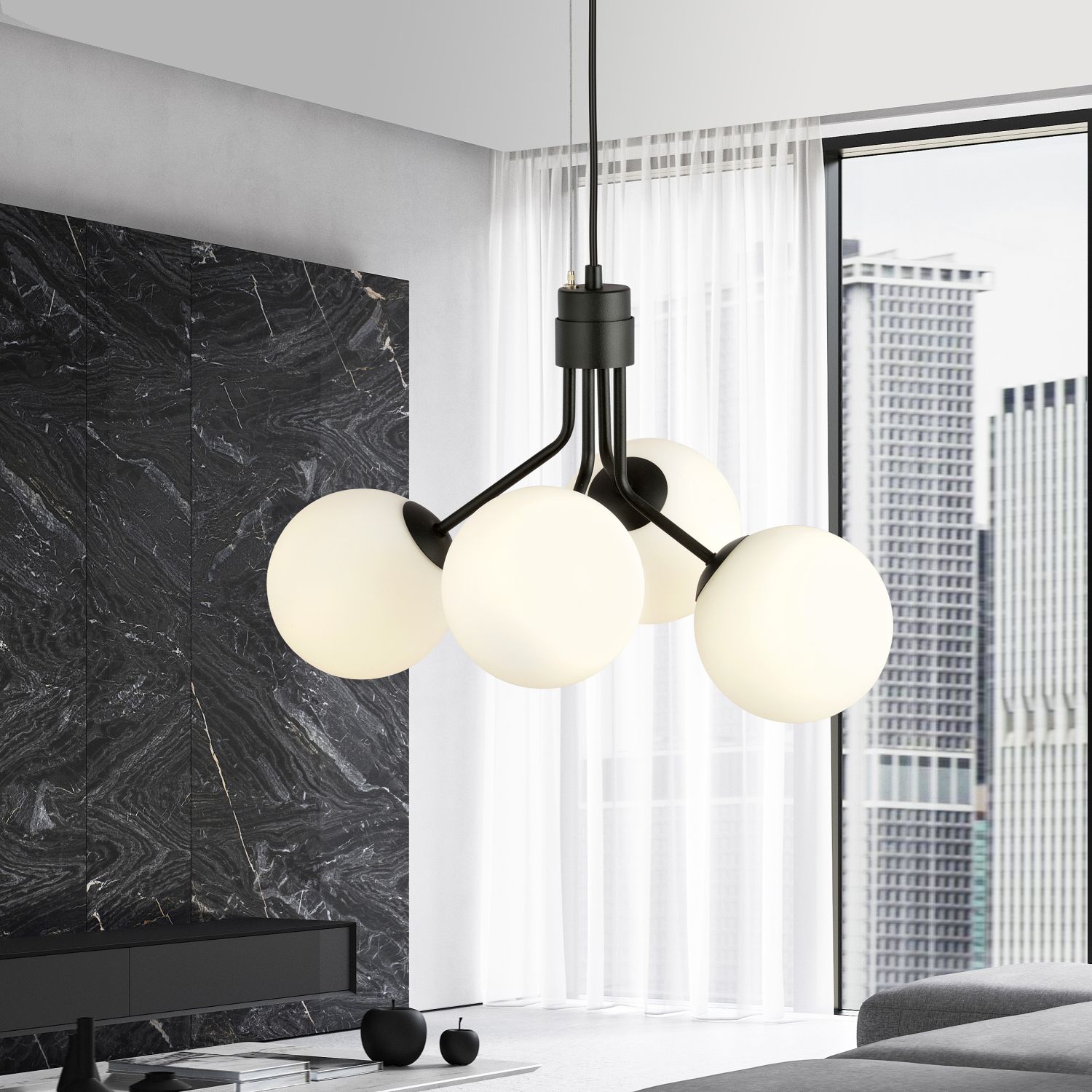 Emibig Nova lampa wisząca 4x10 W czarna-opal 1138/4