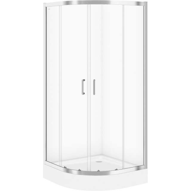 CERSANIT Zestaw: Kabina prysznicowa półokrągła ZIP chrom 90x190 + bro