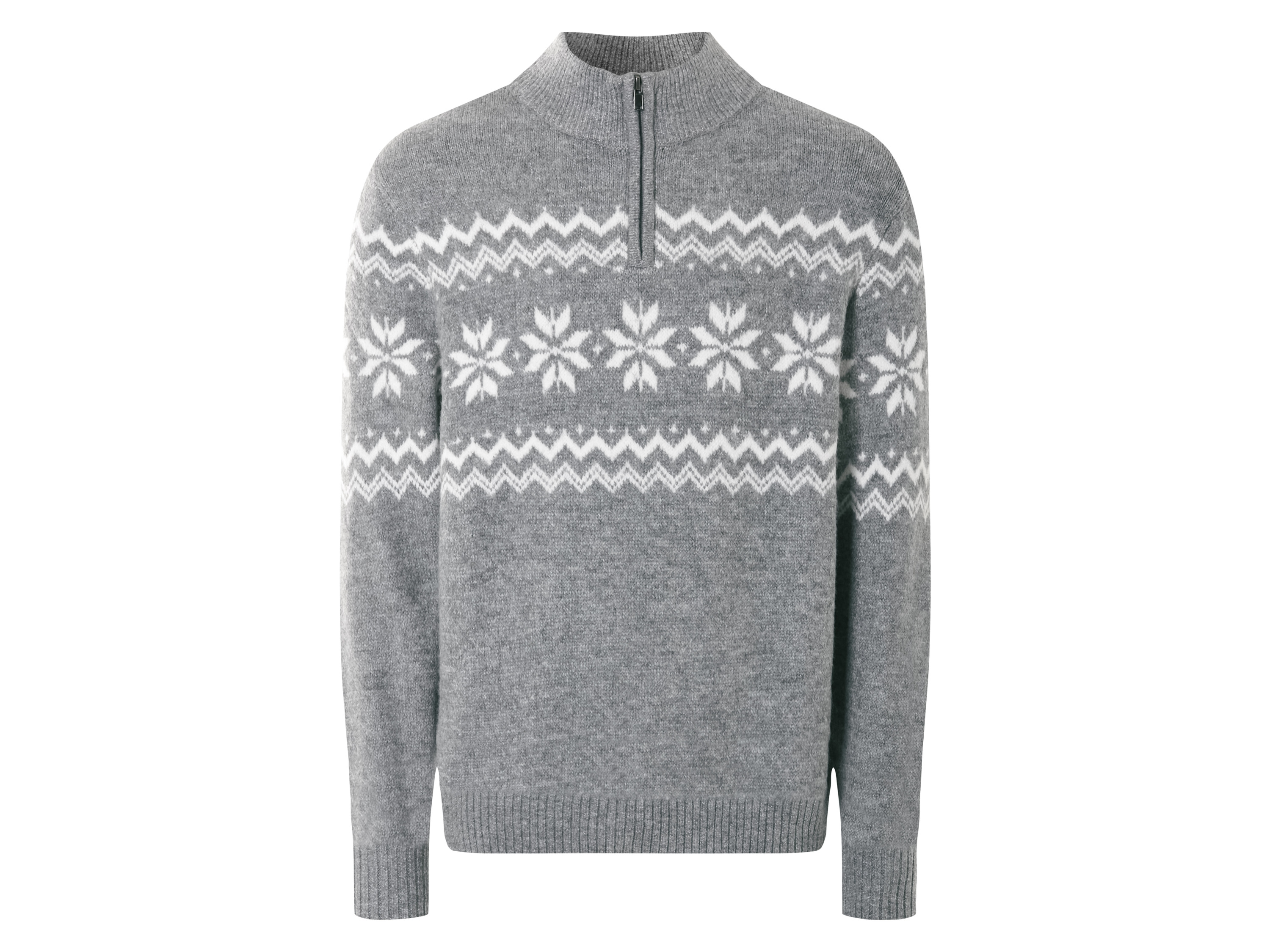 Livergy Sweter dzianinowy męski Szary/ biały, M 48/50