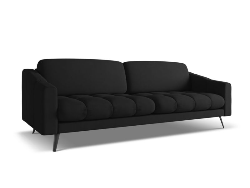 Kanapa 4-osobowa Makamii Nalu z tkaniny szenilowej 238x95 cm czarny 1 szt.