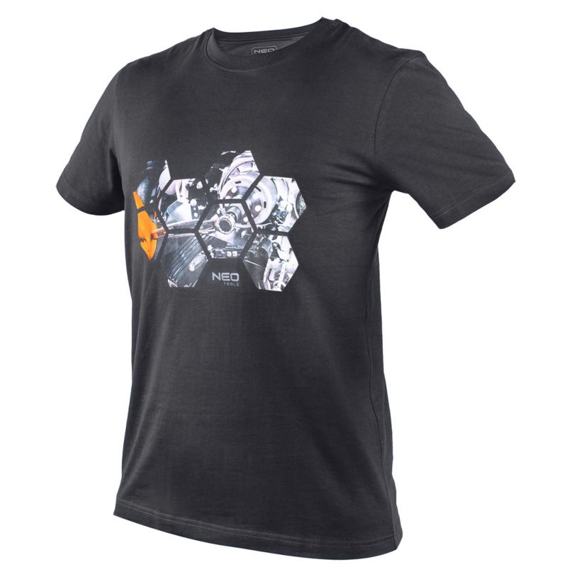 T-shirt NEO TOOLS z nadrukiem: warsztat, rozmiar XXXL, 1 szt