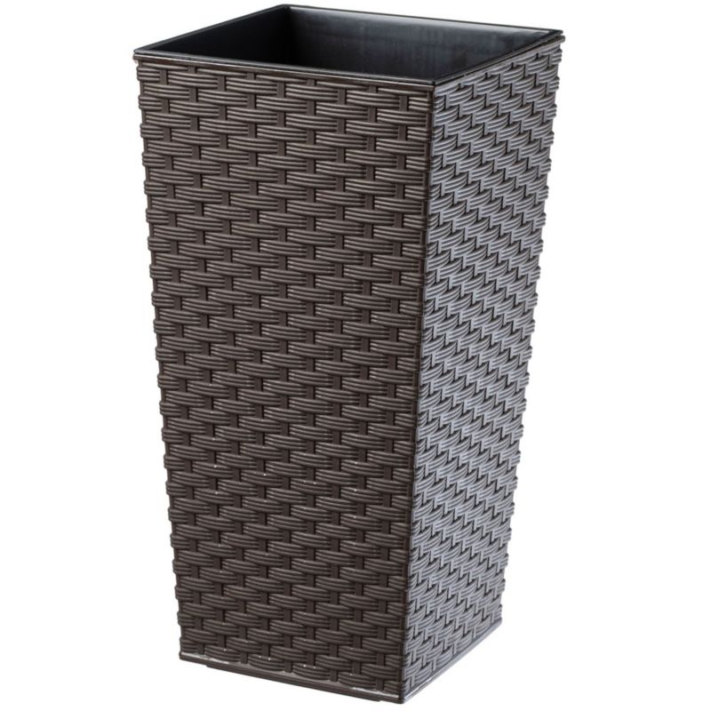 Doniczka KADAX Donica Z Wkładem Kwietnik Wysoki Rozmiary 37 cm Brązowa Ogrodowa 1 szt.