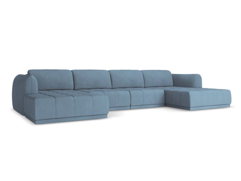 Sofa panoramiczna Makamii Hoku z tkaniny szenilowej 370x170 cm jeans 1 szt.
