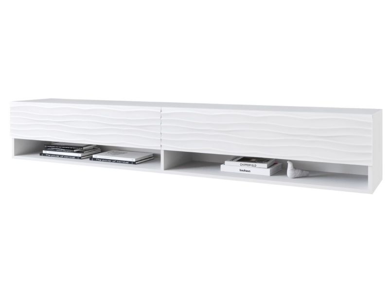Szafka RTV MINIO go for it ANNE 180 cm biały/biały MDF wzór fala M4 z oświetleniem LED 1 szt.