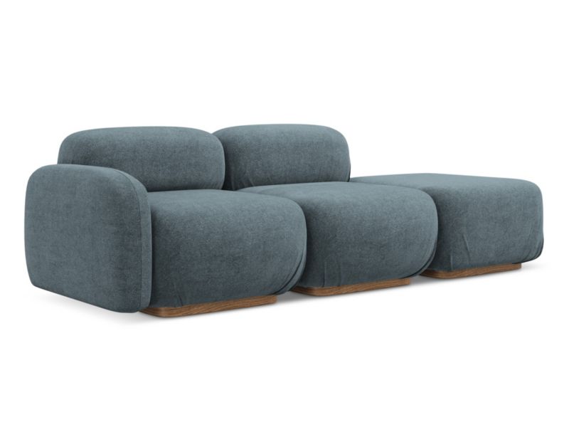 3-osobowa kanapa modułowa prawa Makamii Ailani z tkaniny bouclé 258x95 cm jeans 1 szt.