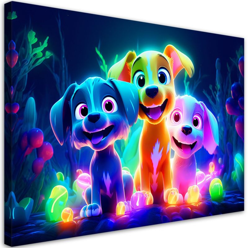 Obraz dla dzieci Feeby Kolorowe Psy Abstrakcja Neon 90x60cm 1szt