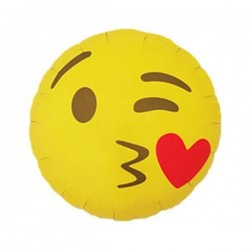 Balon foliowy 18' QL RND 'Emoticon-Kissing Heart' KK