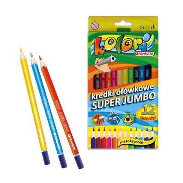 Penmate Kolori Premium Kredki ołówkowe trójkątne Jumbo12 szt. 24 kolor