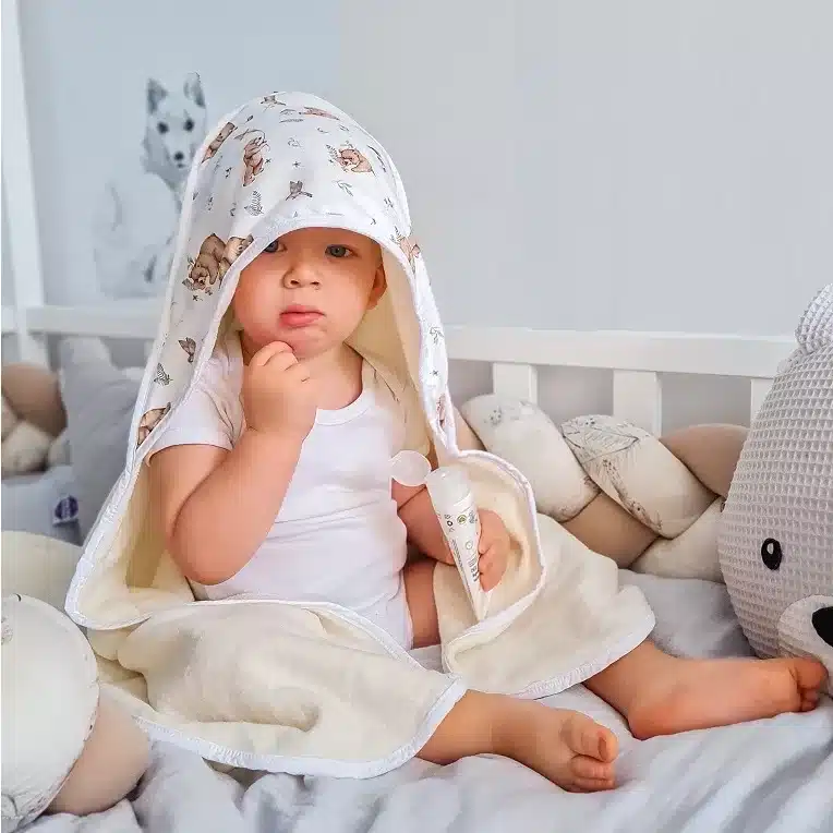 Okrycie kąpielowe Misie i kremowe frotte BW