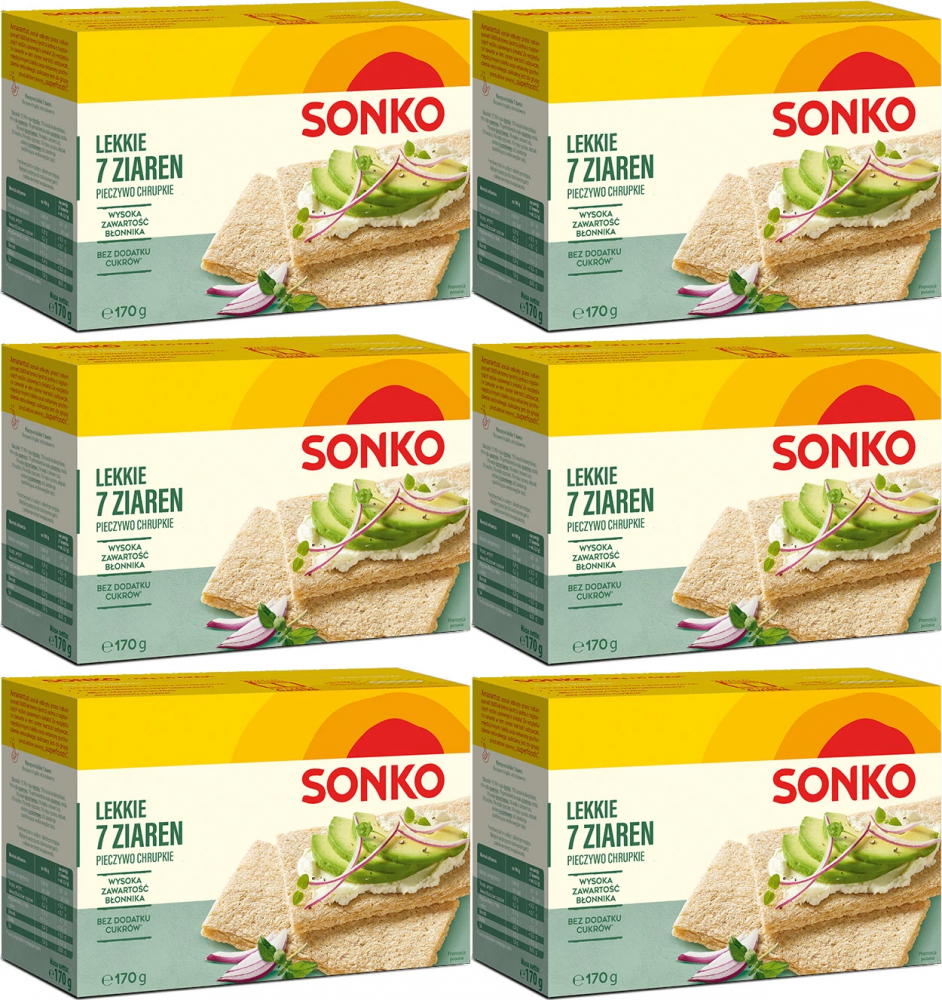6x Pieczywo lekkie Sonko, 7 ziaren, 170g