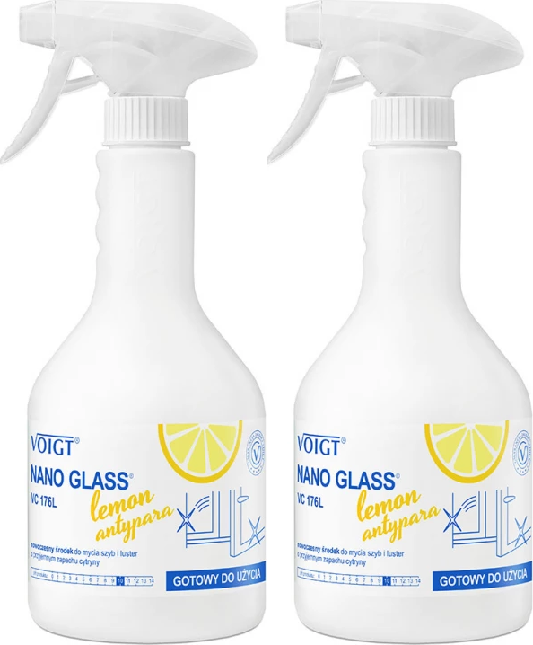 2x Płyn do mycia szyb Voigt Nano Glass VC176, lemon, 600ml