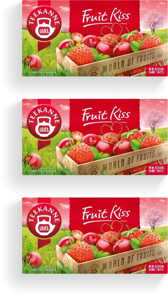 3x Herbata owocowa Teekanne World of Fruits Fruit Kiss, wiśniowo-truskawkowy, 20 sztuk x 2.25g