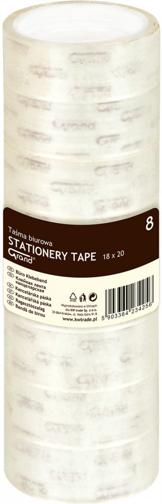 8x taśma klejąca Grand, 18mm x 20m, przezroczysty