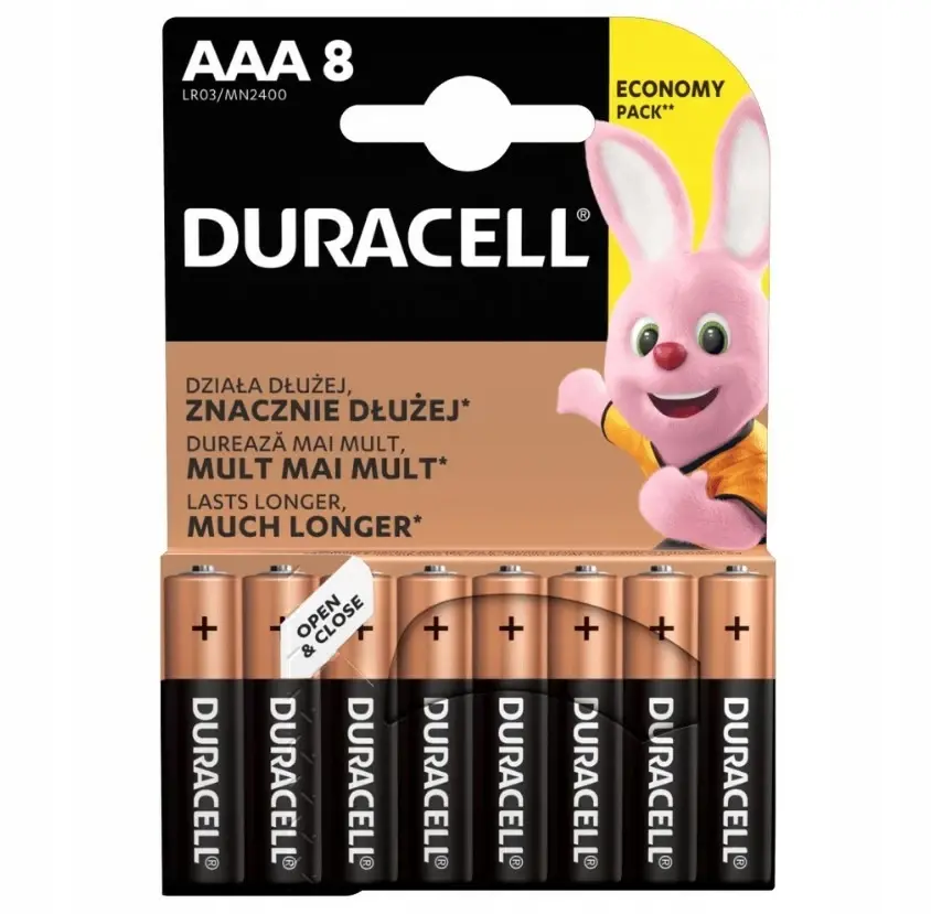 Bateria alkaliczna Duracell Basic, AAA/LR3, 8 sztuk