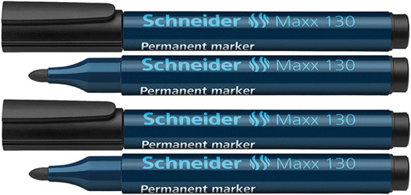 4x Marker permanentny Schneider, Maxx 130, okrągła, 1-3mm czarny