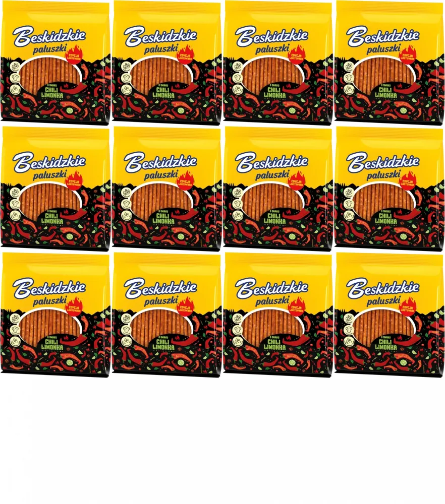 12x Paluszki Beskidzkie Aksam, o smaku chili i limonki, 180g