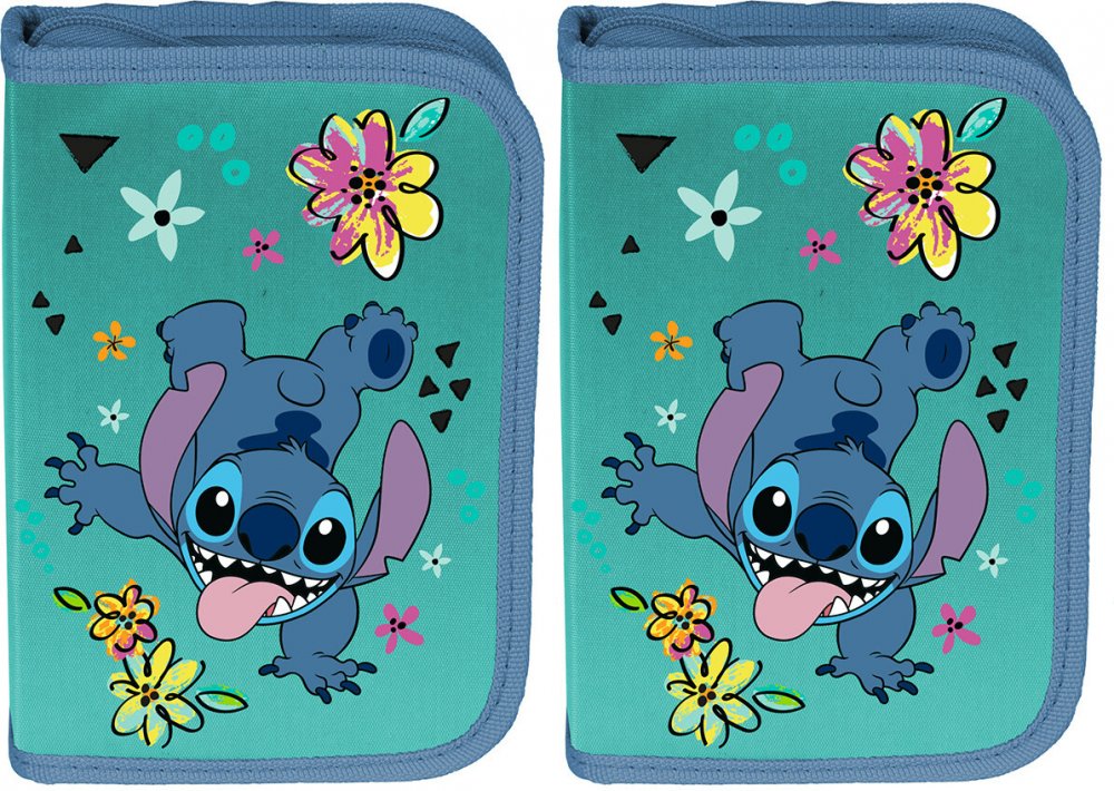 2x Piórnik szkolny Paso Disney Stitch, 1-komorowy, bez wyposażenia, turkusowy
