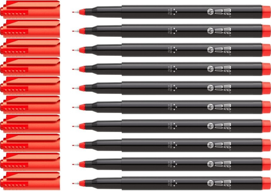 10x Marker permanentny MemoBe OHP MM250 S, okrągła, 0.3mm, czerwony