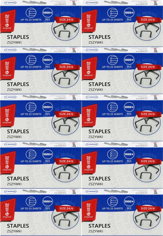 10x Zszywki MemoBe, 24/6, 1000 sztuk, srebrny