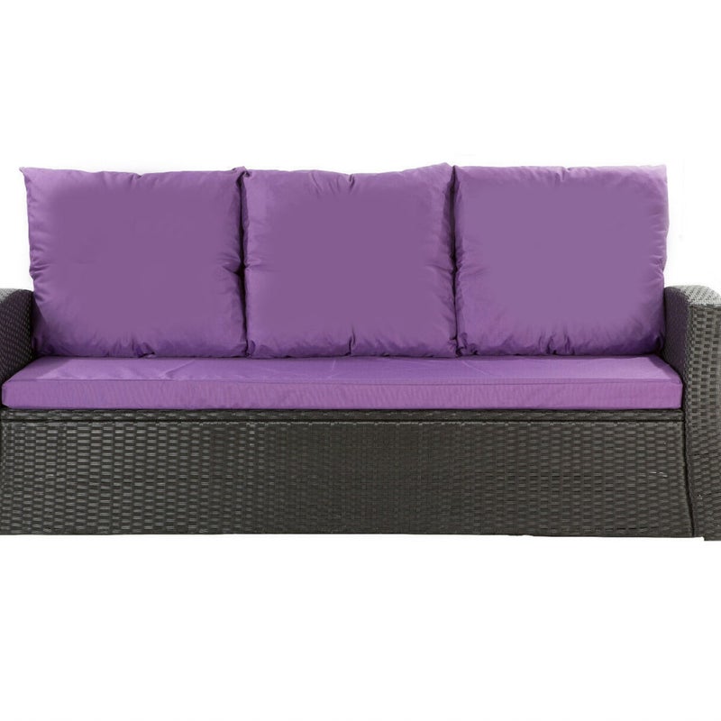 Poduszki na meble ogrodowe technorattanowe sofę 140x50x50cm Fioletowa Zestaw poduszek na meble ogrodowe technorattan zdejemowany pokrowiec