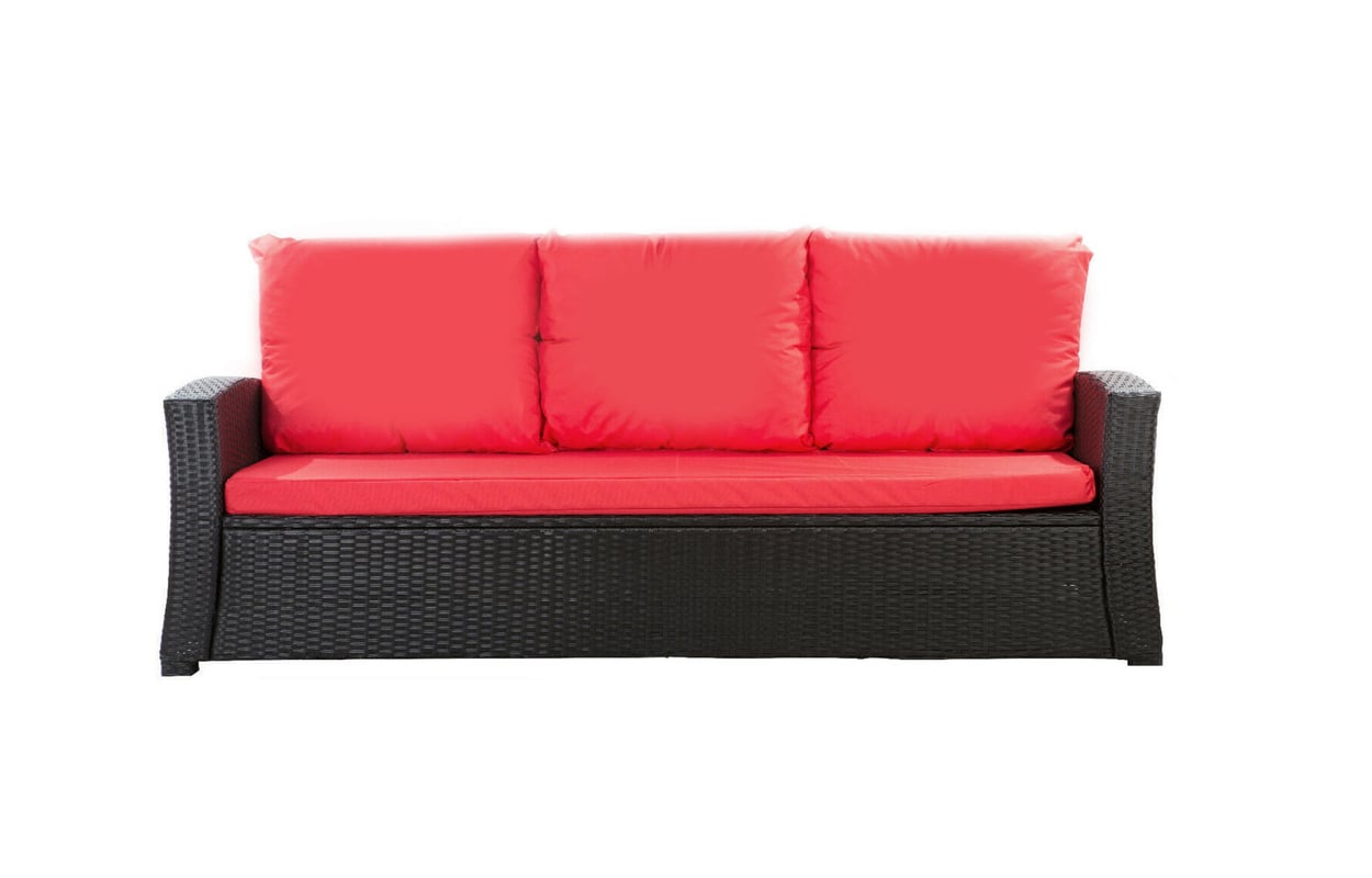 Poduszki na meble ogrodowe technorattanowe sofę 140x50x50cm Czerwona Zestaw poduszek na meble ogrodowe rattan zdejemowany pokrowiec