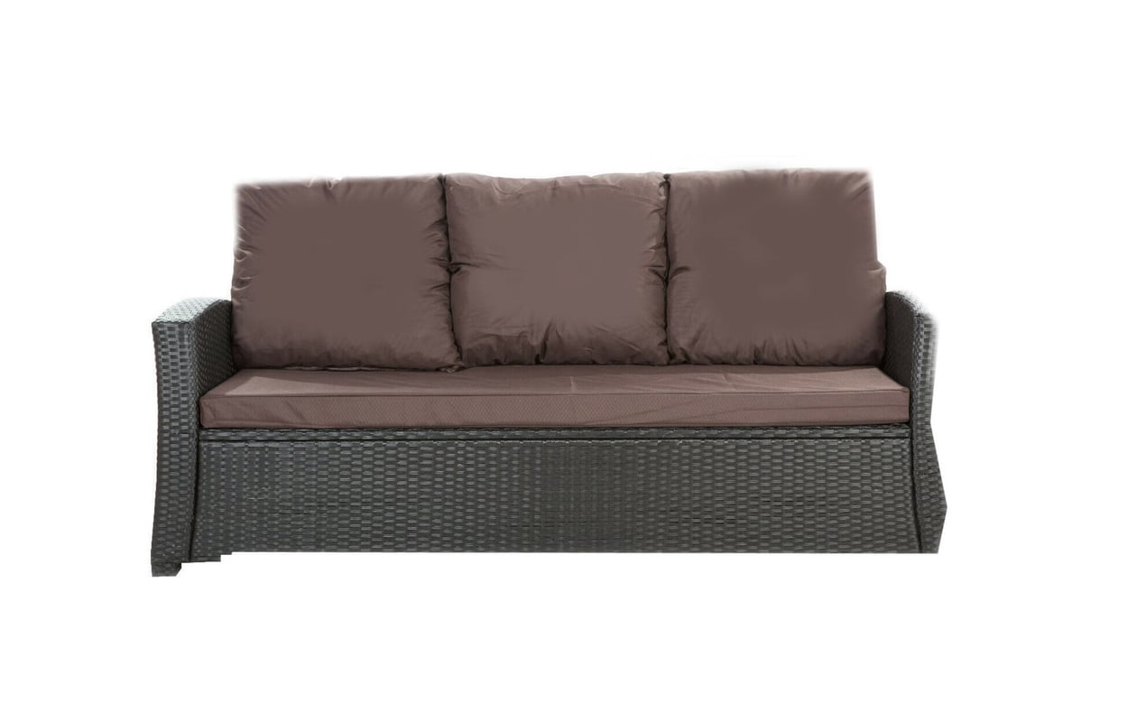 Poduszki na meble ogrodowe technorattanowe sofę 3-osobową 150x60x50cm Brązowa Zestaw poduszek na meble ogrodowe technorattan zdejemowany pokrowiec