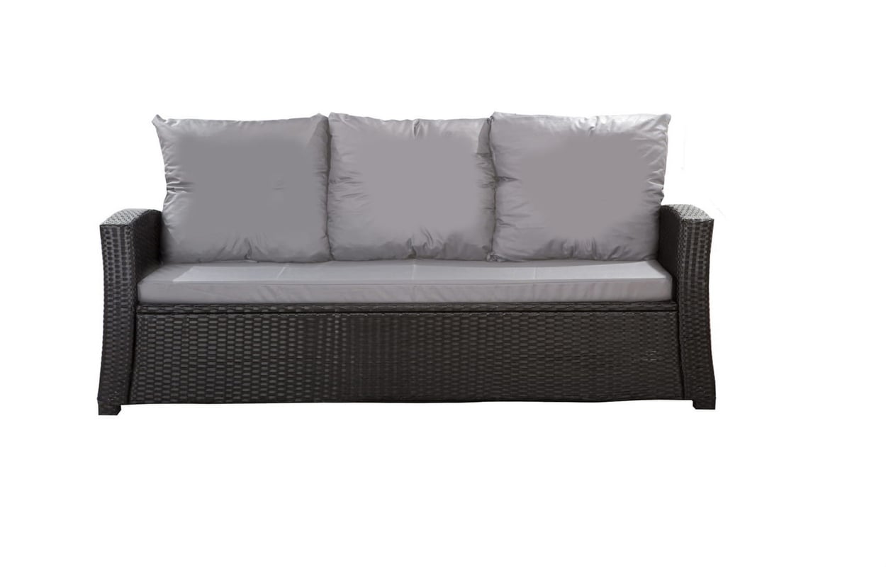 Poduszki na meble ogrodowe technorattanowe sofę 3-osobową 170x60x50cm Szara Zestaw poduszek na meble ogrodowe technorattan zdejemowany pokrowiec