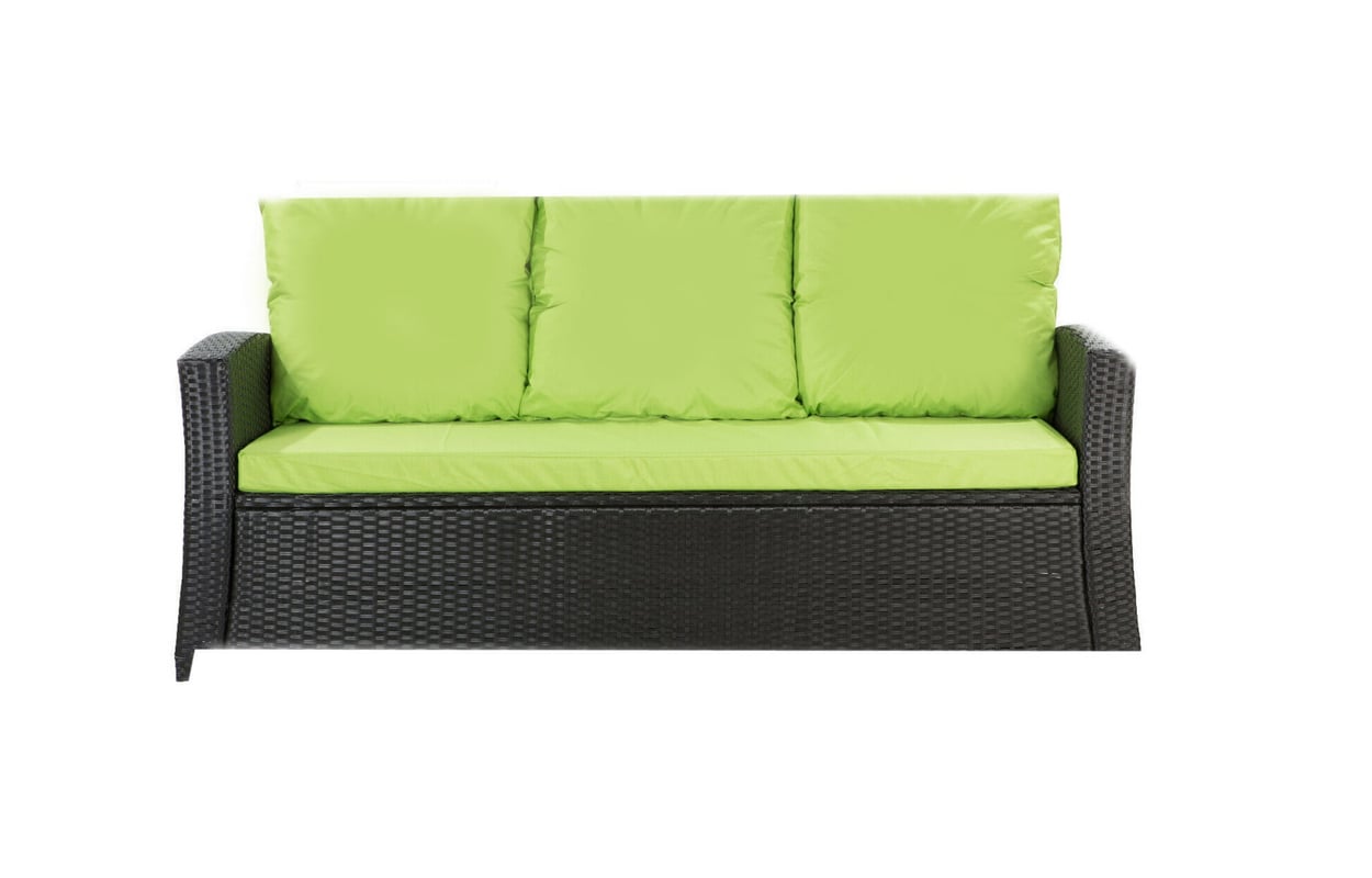Poduszki na meble ogrodowe technorattanowe sofę 3-osobową 170x50x50cm limonkowa Zestaw poduszek na meble ogrodowe rattan zdejemowany pokrowiec