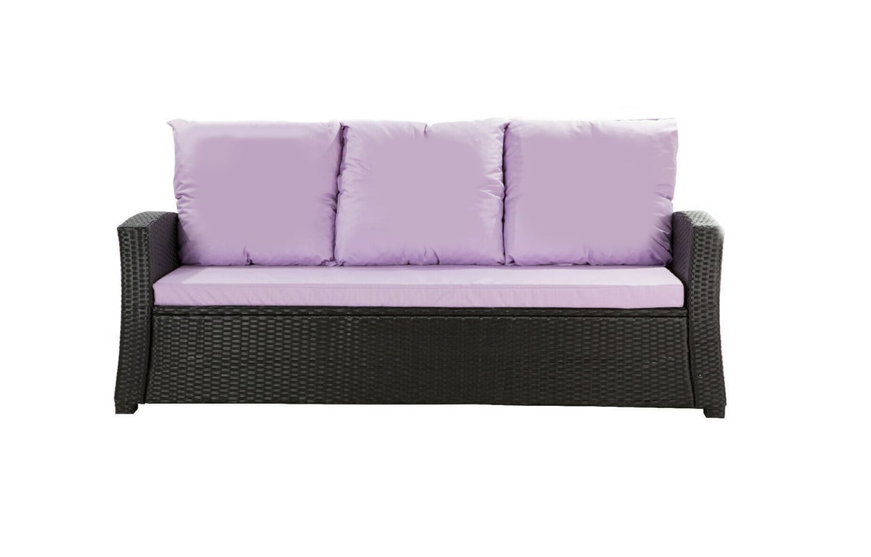Poduszki na meble ogrodowe technorattanowe sofę 3-osobową 160x50x50cm Fioletowa Zestaw poduszek na meble ogrodowe technorattan zdejemowany pokrowiec
