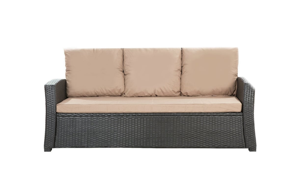 Poduszki na meble ogrodowe technorattanowe sofę 3-osobową 150x60x50cm Beżowa Zestaw poduszek na meble ogrodowe technorattan zdejemowany pokrowiec