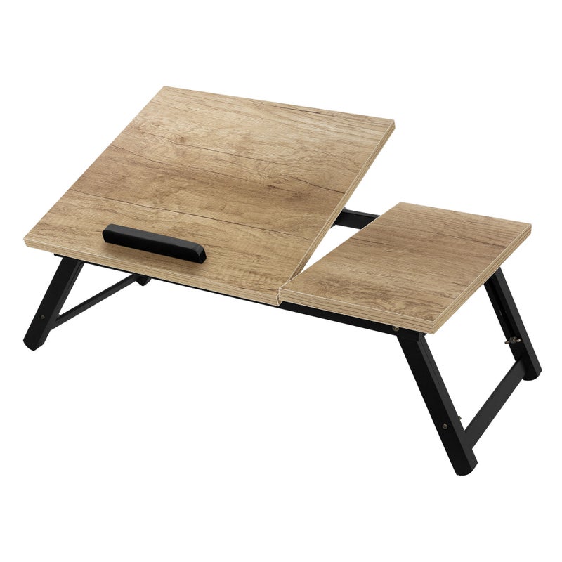 ML-Design Stolik pod laptopa do lózka/sofy, debowy, drewniany, regulowana wysokosc, skladane nogi, 4 katy nachylenia, pulpit do czytania i sniadania,