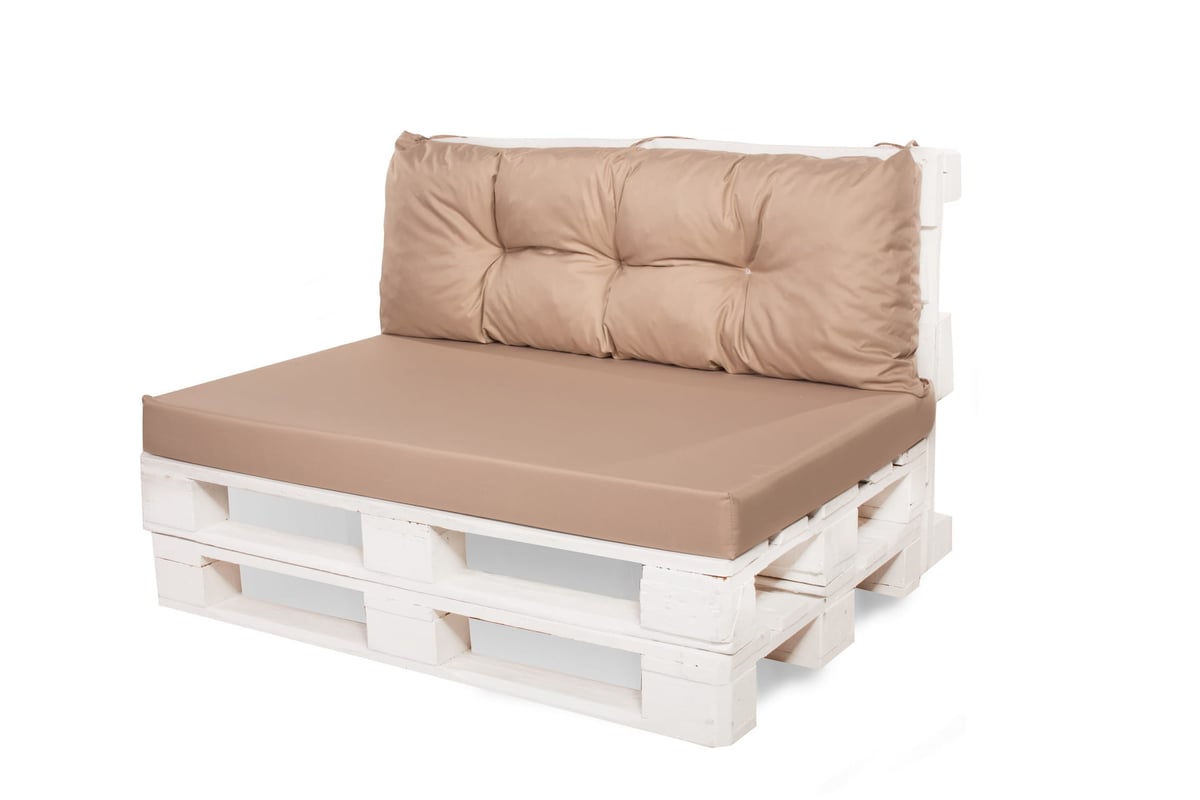 Zestaw poduszek na palety ogrodowe 120x50 Siedzisko-Oparcie 120x50cm poduszki na palety Beżowe wyodne poduszki na meble ogrodowe z palet euro