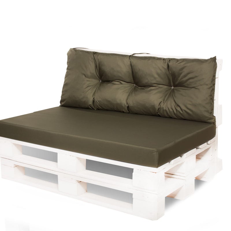 Zestaw poduszek na palety ogrodowe 120x80 Siedzisko-Oparcie 120x40cm poduszki na palety Zielone wyodne poduszki na meble ogrodowe z palet euro