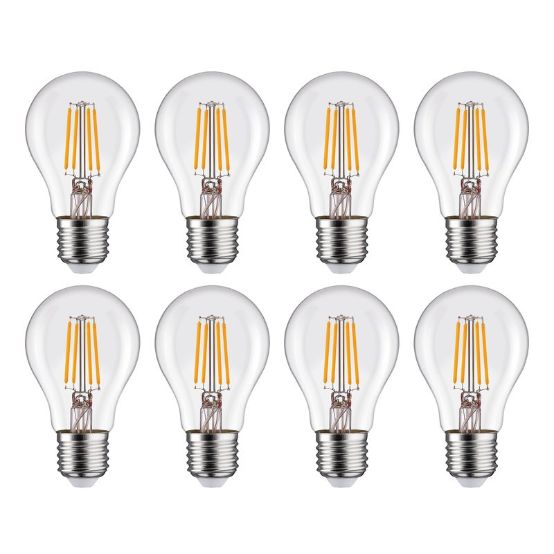 LEXMAN - Zestaw 8 żarówek LED z żarnikiem - E27 - 470LM - 3,4W, co odpowiada 40W - Ø 60 mm - 2700K - Ciepła biel