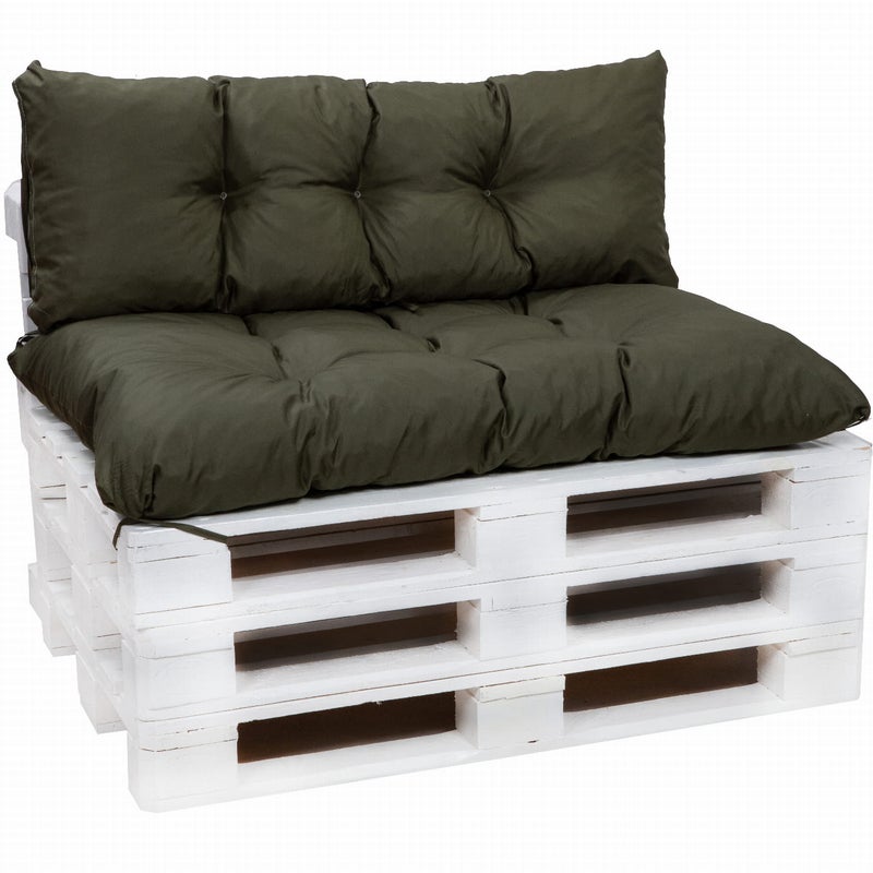 Zestaw poduszek na palety 120x50 Siedzisko-Oparcie 120x40cm poduszki na palety Zielone poduszki na palety ogrodowe poduszki na meble