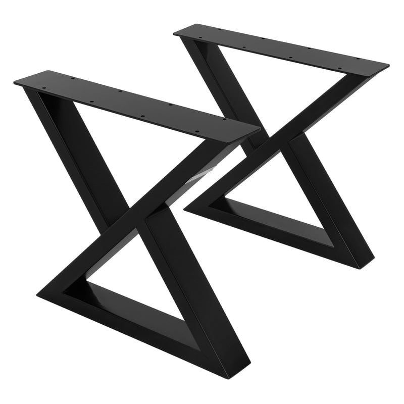 ML-Design 2 nogi do stołu 43xH40cm stal malowana proszkowo czarne w kształcie litery X industrialny design rama stołu biurka solidna konstrukcja