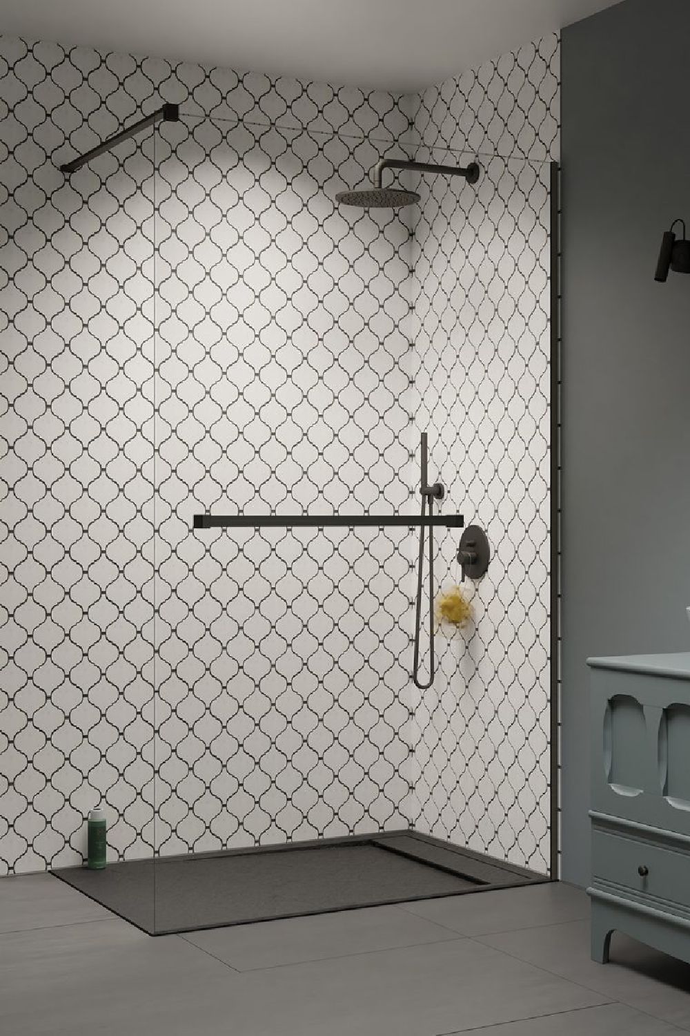 Radaway Modo New II Gunmetal ścianka prysznicowa z wieszakiem 120 cm gunmetal szczotkowany/szkło przezroczyste 389124-92-01W