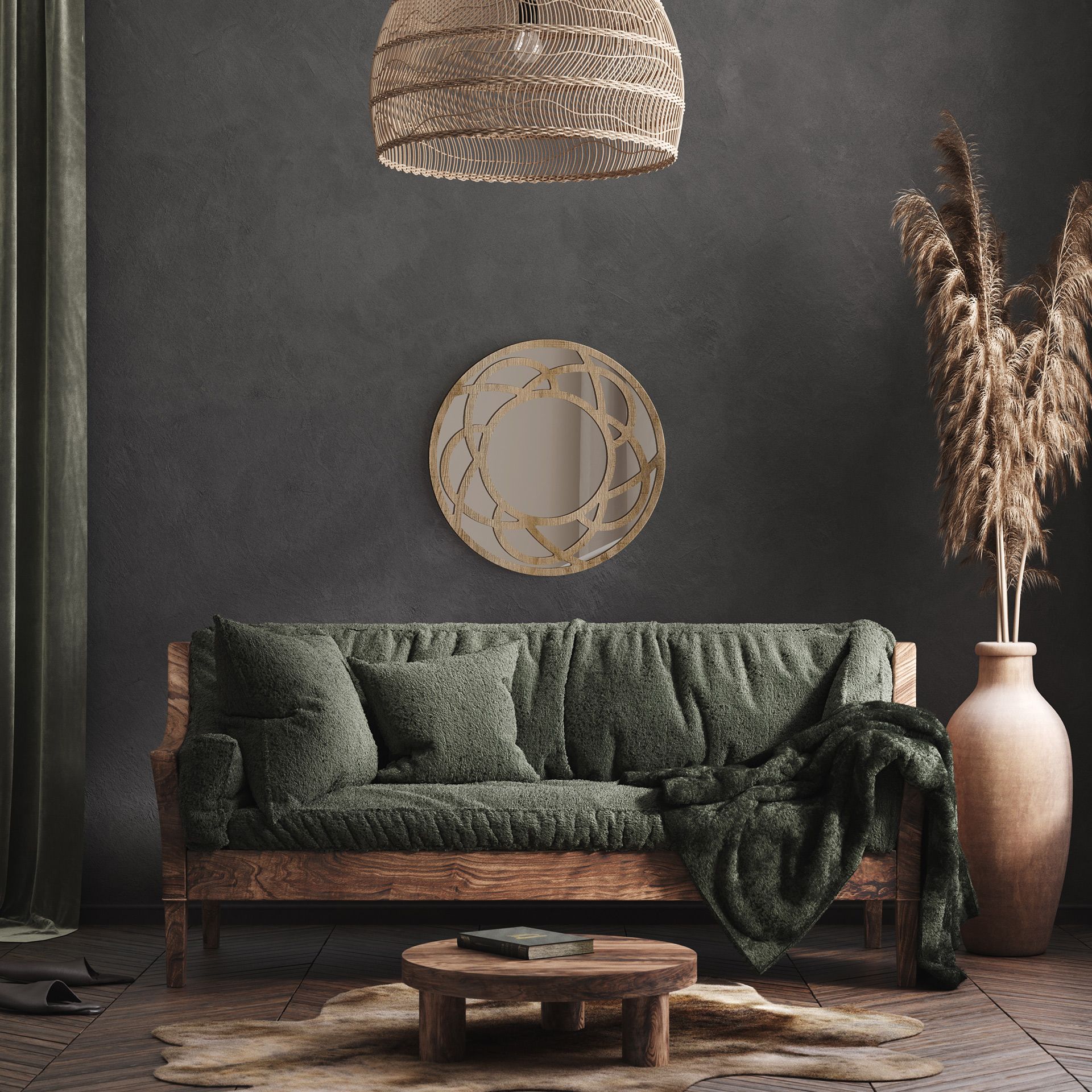 Styler Ornament Sophie lustro 50 cm okrągłe drewno LU-12306 - Wysyłka w 24h