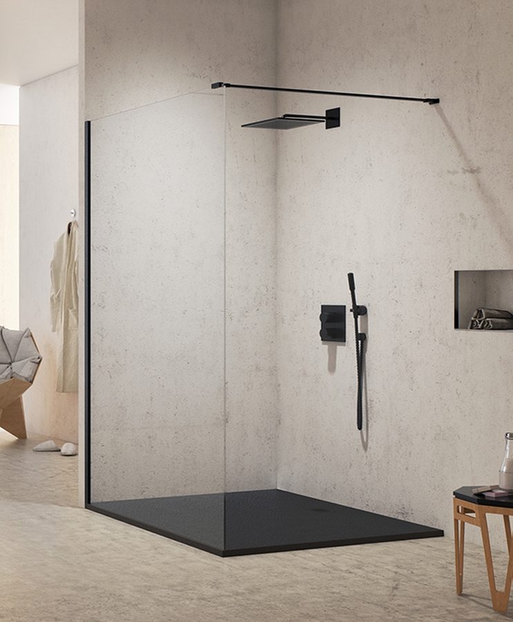 New Trendy New Modus Black ścianka prysznicowa walk-in 140 cm czarny mat/szkło przezroczyste EXK-0063 - Wysyłka w 24h